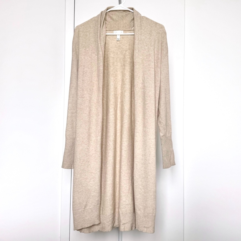 Leith Beige Open Front Long Cardigan Winter Fall Cozy Neutral boho loungewear